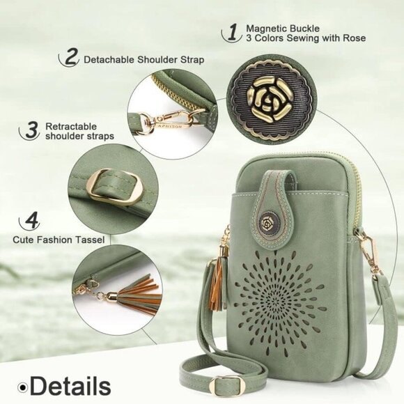 Small Crossbody Bags for Women, Lightweight Vegan Leather Cell Phone Purse, Cute - Picture 5 of 7